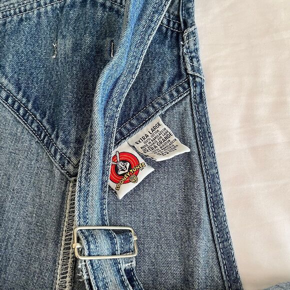 Looney Tunes Tweety Bird Denim  Carpenter Embroidered Overalls Women’s Size XL - Picture 4 of 8